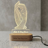 Shayona Gift Shop-Personalized Holding Hands 3D Acrylic LED Night Light – Custom Name Couple Lamp with Engraved Wooden Base, Romantic Anniversary, Wedding & Valentine’s Day Gift