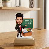 Shayona Gift Shop-Personalized Teacher Caricature Photo Standee with Wooden Base | Custom Teacher Acrylic Desk Stand | Unique Teacher Appreciation Gift, Birthday & Farewell Keepsake