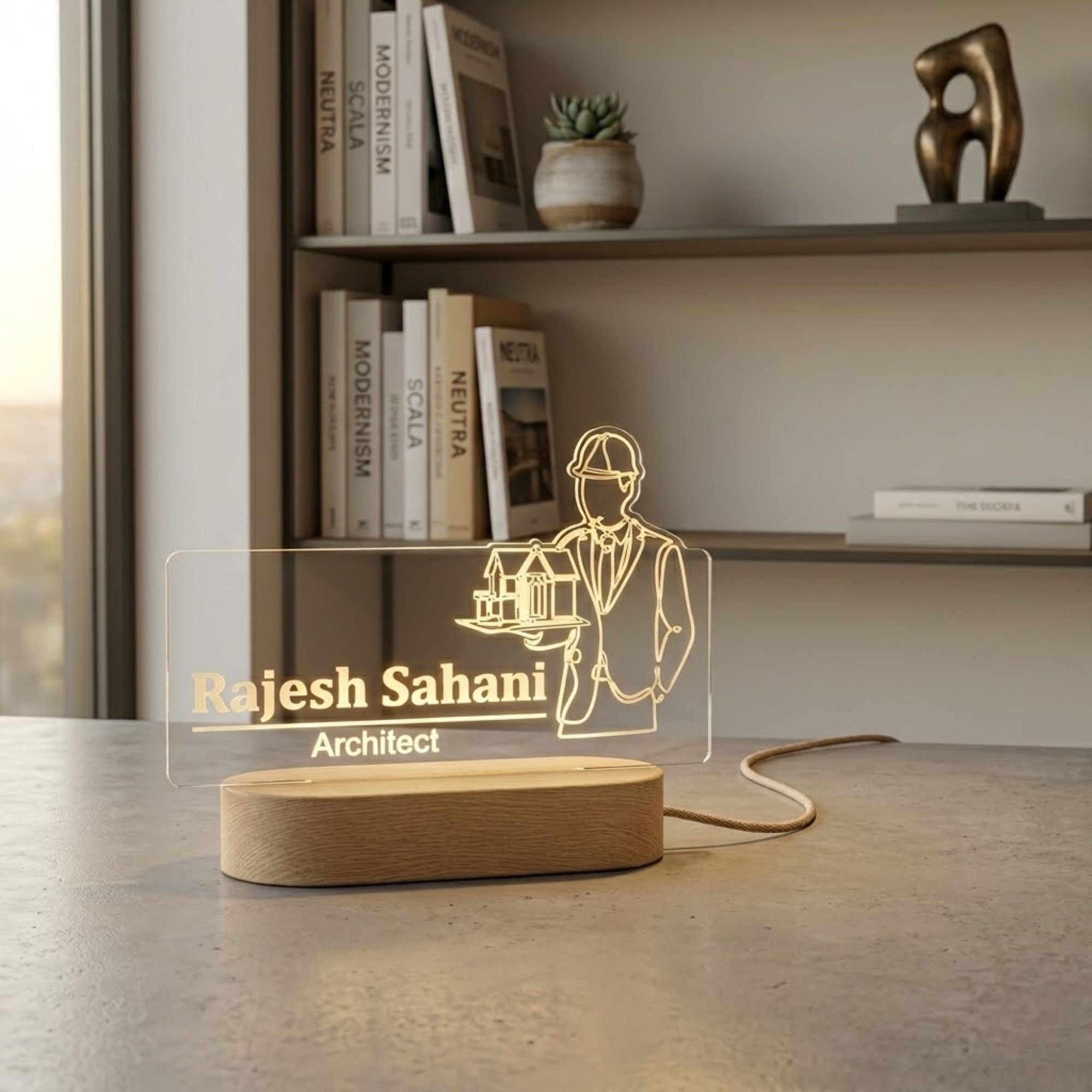 Shayona Gift Shop- Personalized Architect LED Lamp – Custom Engraved Name Desk Light for Architects & Designers