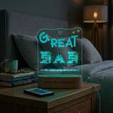 Shayona Gift Shop-Personalized Great Dad Photo Lettering Acrylic LED Lamp with Wooden Base – Customized "GREAT DAD" Photo Frame Light Plaque for Father's Day, Birthday & Home Decor