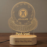 Shayona Gift Shop-Personalized Advocate LED Desk Lamp - Custom Engraved Lawyer Name Plate with Advocate Emblem & Wooden Lighted Base