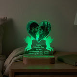 Shayona Gift Shop-Personalized Custom Photo Night Light for Couples – 3D Heart & Angel LED Acrylic Lamp with Wooden Base, Engraved Names, Date & Message, Romantic Bedside Decor Gift for Valentine's Day, Anniversary