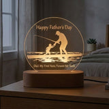 Shayona Gift Shop-Personalized Father's Day Acrylic LED Lamp | Dad My First Hero Forever My Rock Night Light Custom Engraved Acrylic Lamp with Wooden Base Gift for Father, Dad, Papa, Daddy