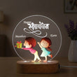 Shayona Gift Shop-Personalized Rakshabandhan Brother Sister Acrylic LED Night Light – Custom Engraved Name Lamp with Cute Brother Giving Gift Illustration & Wooden Base, Rakhi Gift for Sister & Brother