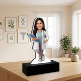 Shayona Gift Shop-Personalized Female Doctor Caricature Standee with Name Plate | Custom Photo Gift for Lady Doctor, Medical Student & Graduation