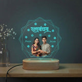 Shayona Gift Shop-Personalized Rakshabandhan Photo Acrylic LED Lamp with Wooden Base – Custom Brother Sister Photo Geometric Light Plaque for Rakhi, Birthday & Keepsake Gift