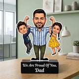 Shayona Gift Ship-Personalized Superhero Dad Caricature Stand | Custom Father’s Day Gift from Daughter and Son | 3D Custom Portrait Acrylic Trophy Table Decor for Office and Home