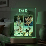 Shayona Gift Shop-Personalized Dad 4-Photo Collage Acrylic LED Night Light | Custom Father's Day Photo Frame Lamp with Wooden Base | Special Birthday & Keepsake Gift for Dad