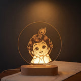 Shayona Gift Shop-Cute Bal Krishna LED Night Lamp with Wooden Base | 3D Acrylic Table Lamp | Spiritual Home Decor & Gift