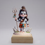 Shayona Gift Shop-Cute Standing Shiva Caricature Wooden Standee | Divine Little Mahadev Trishul Tabletop Accent & Spiritual Decor