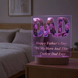 Shayona Gift Shop-Personalized Father's Day Photo Acrylic LED Lamp | Custom Dad Picture Night Light with Wooden Base | Happy Father's Day Gift for Dad, Papa, Daddy | Personalized Family Photo Desk Lamp