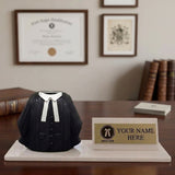 Shayona Gift Shop-Personalized Advocate Desk Name Plate with Lawyer Coat Pen Holder White color | Custom Name Plate for Lawyers | Office Table Gift