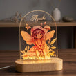 Custom Name Cute Fairy & Mushroom Arch Acrylic LED Lamp with Wooden Base | Personalized 3D Nightlight, Warm Bedside Table Decorative Light for Children’s Room, Unique Birthday Gift