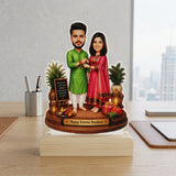 Shayona Gift Shop-Personalized Brother Sister Caricature Acrylic Standee with Wooden Base – Custom Photo Raksha Bandhan Gift Desk Display Frame