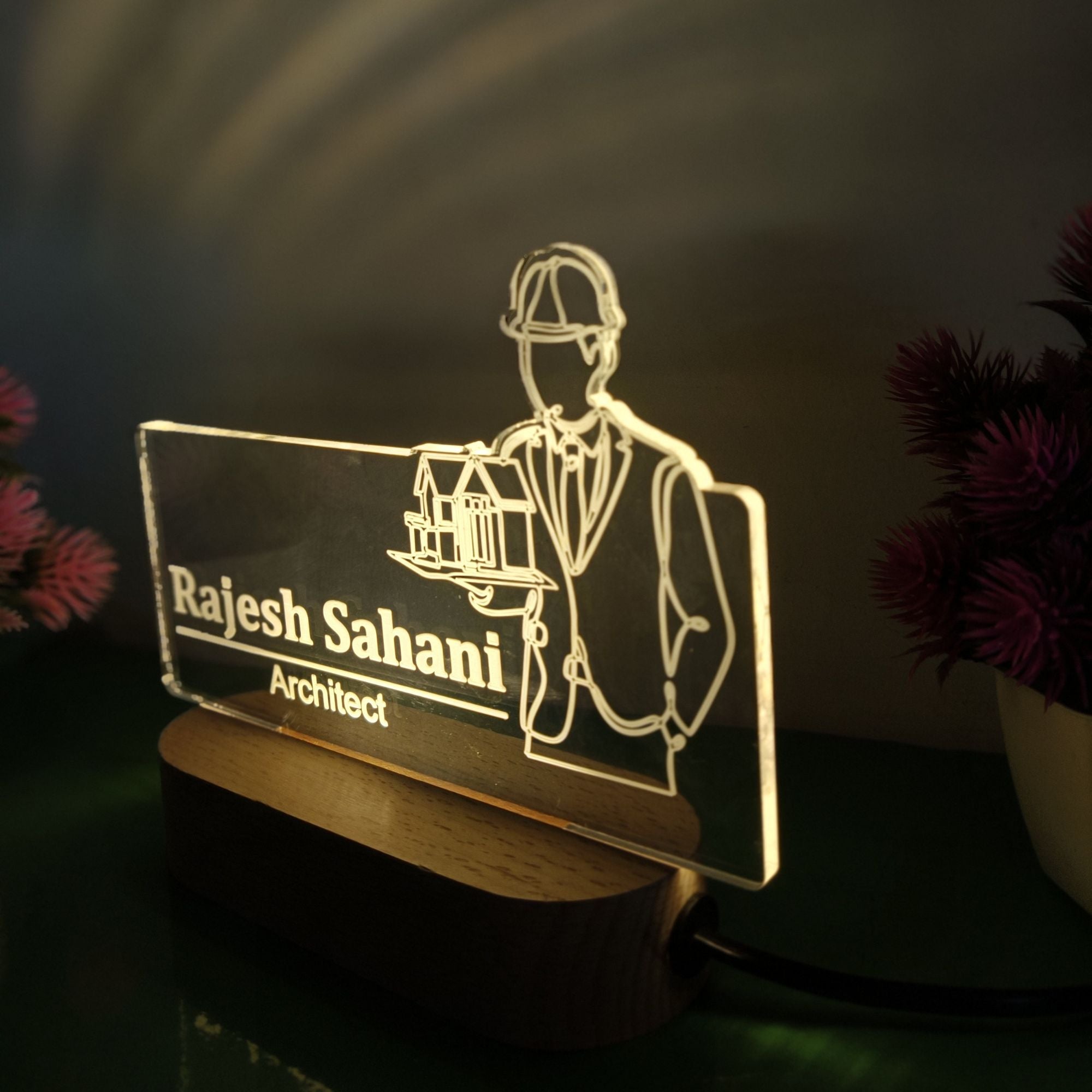 Shayona Personalized Architect LED Lamp – Custom Engraved Name Desk Light for Architects & Designers