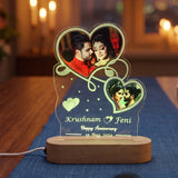 Shayona Gift Shop-Personalized  Photo Heart Acrylic LED Lamp – Custom Couple Names, Date & Anniversary Night Light Lamp for Couples