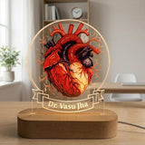 Shayona Gift Shop-Shayona Personalized Anatomical Heart LED Night Lamp | Custom Name Acrylic Lamp with Wooden Base | Gift for Doctors, Cardiologists, Medical Students