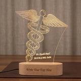 Shayona Gift Shop-Personalized Caduceus Medical Symbol 3D LED Night Light | Custom Doctor Name & Degree Engraved Acrylic Desk Lamp with Wooden Base | Unique Gift for Doctors, Surgeons & Medical Students