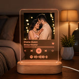 Shayona Gift Shop-Personalized Photo Spotify Plaque Acrylic Night Light with Wooden LED Base – Custom Song Scannable Code Light Frame for Couples, Birthday, Anniversary & Valentine's Gift