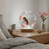 Shayona Gift Shop-Personalized LED Round Acrylic Lamp for Couple | Custom Name & Date | Romantic Gift with Wooden Base
