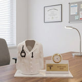 Shayona Gift Shop-Personalized Doctor Desk Name Plate with Clock & Coat Pen Holder White Color| Custom Medical Office Desk Organizer | Doctor Gift Item
