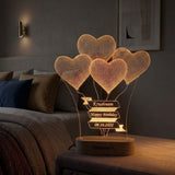 Personalized 3D illusion 4 Heart Shape Led Lamp for anniversary
