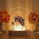 Shayona Gift Shop- Personalized LED Acrylic Night Lamp with Name | Customized 3D Illusion Light for Bedroom Décor | Gift for Girls, Birthday, Anniversary - Hailey Design