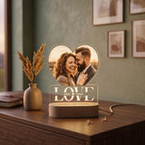 Shayona Gift Shop-Personalized Heart-Shaped LED Photo Lamp with Names | Custom Romantic Night Light Gift for Couples | LOVE Acrylic Table Lamp for Anniversary, Birthday, Valentine's Day