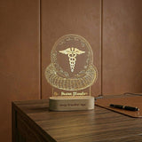 Shayona Gift Shop-Personalized Doctor Caduceus Emblem 3D Acrylic LED Night Light | Custom Doctor Name Desk Lamp with Wooden Base | Thoughtful Gift for Doctors, Surgeons & Medical Students