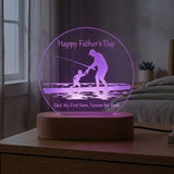 Shayona Gift Shop-Personalized Father's Day Acrylic LED Lamp | Dad My First Hero Forever My Rock Night Light Custom Engraved Acrylic Lamp with Wooden Base Gift for Father, Dad, Papa, Daddy