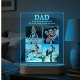 Shayona Gift Shop-Personalized Dad 4-Photo Collage Acrylic LED Night Light | Custom Father's Day Photo Frame Lamp with Wooden Base | Special Birthday & Keepsake Gift for Dad