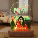 Shayona Gift Shop-Personalized Acrylic LED Photo Frame Light - Night Lamp with Wooden Base & Custom Engraving