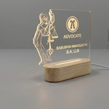 Shayona Gift Shop-Custom Engraved Lawyer LED Desk Lamp with Lady Justice - Personalized Law Degree & Advocate Gift