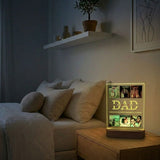 Shayona Gift Shop-Personalized Dad Photo Grid Acrylic LED Night Light | Custom Father's Day Photo Frame Lamp with Children's Names & Wooden Base | Meaningful Gift for Dad & Husband
