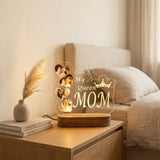 Shayona Gift Shop- Personalized "My Queen Mom" Photo Night Light | Custom 4-Photo Heart Collage Acrylic Lamp | Mother's Day Gift