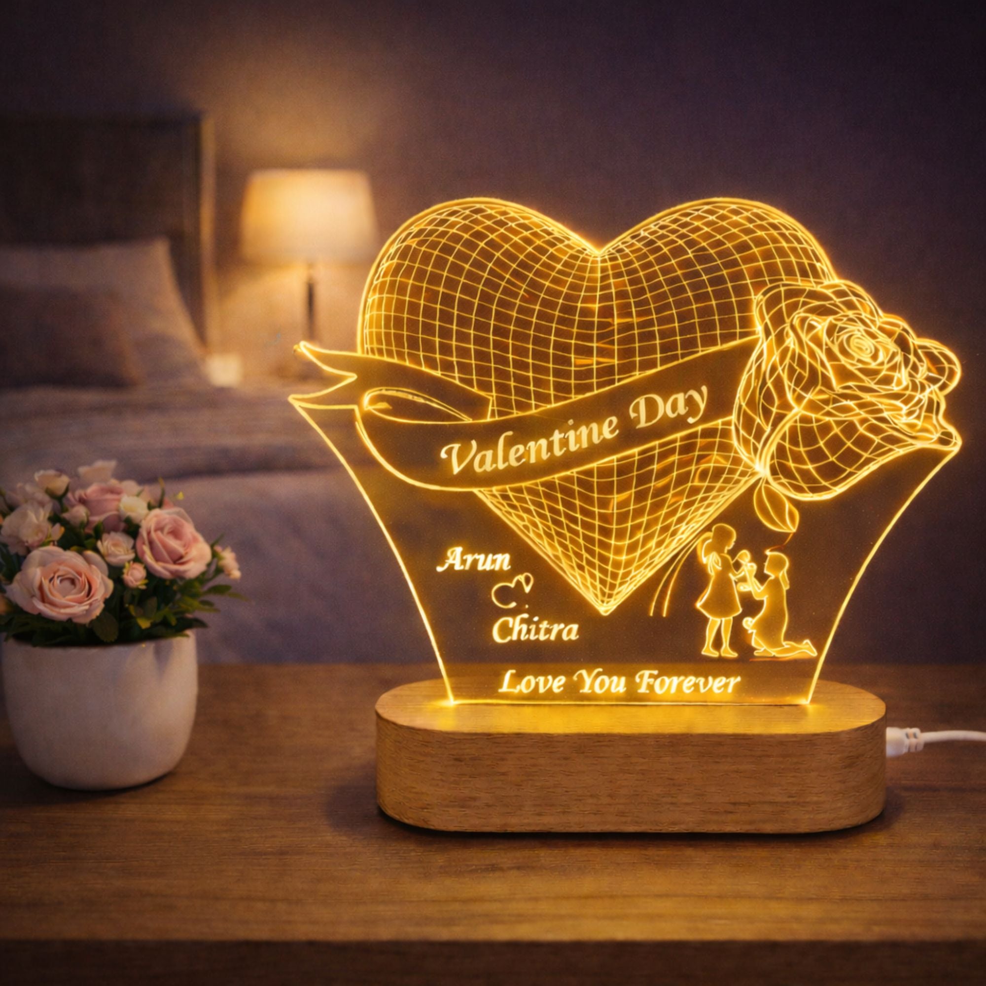 Personalized 3D Illusion LED Lamp for Valentine Day
