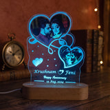 Shayona Gift Shop-Personalized  Photo Heart Acrylic LED Lamp – Custom Couple Names, Date & Anniversary Night Light Lamp for Couples