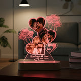 Shayona Gift Shop- Customized LED Acrylic Photo Lamp with Name & Date | Heart-Shaped Design with Roses | Anniversary, Wedding, Valentine Gift for Couples