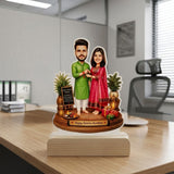 Shayona Gift Shop-Personalized Brother Sister Caricature Acrylic Standee with Wooden Base – Custom Photo Raksha Bandhan Gift Desk Display Frame