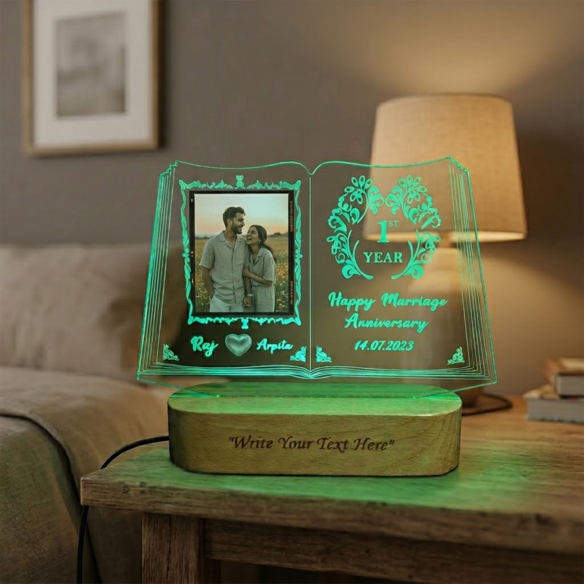 Shayona Gift Shop-Personalized LED Table Lamp for Couples| Customized Name , photo  Night Lamp for Wedding Marriage Anniversary| Wedding Return Couple Gift for Friend, Parents, Wife, Husband