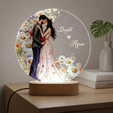 Shayona Gift Shop-Personalized LED Lamp for Couples | Custom Name Romantic Night Light with Floral Design | Anniversary & Valentine Gift