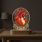 Shayona Gift Shop-Shayona Personalized Anatomical Heart LED Night Lamp | Custom Name Acrylic Lamp with Wooden Base | Gift for Doctors, Cardiologists, Medical Students