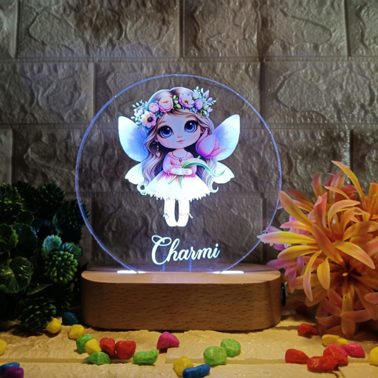 Shayona Personalized LED Night Lamp for Kids with Fairy Design | Custom Name Gift Light for Girls - Birthday, Room Decor