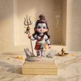 Shayona Gift Shop-Cute Standing Shiva Caricature Wooden Standee | Divine Little Mahadev Trishul Tabletop Accent & Spiritual Decor