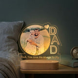 Shayona Gift Shop-Personalized Dad Photo Night Light | Custom Acrylic Plaque for Father's Day | "Dad, You Give Me Wings To Fly" LED Lamp