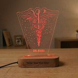 Shayona Gift Shop-Personalized Medical Symbol Multicolor RGB LED Name Plate Lamp with Remote | Custom Doctor Name Engraved Desk Light with Wooden Base | Professional Gift for Doctors & Surgeons