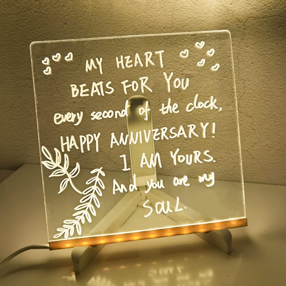 Shayona 3D Acrylic Writing Pad With Pen Message Board Rewritable Table Lamp For Study Led Light Office Home Decor Gift
