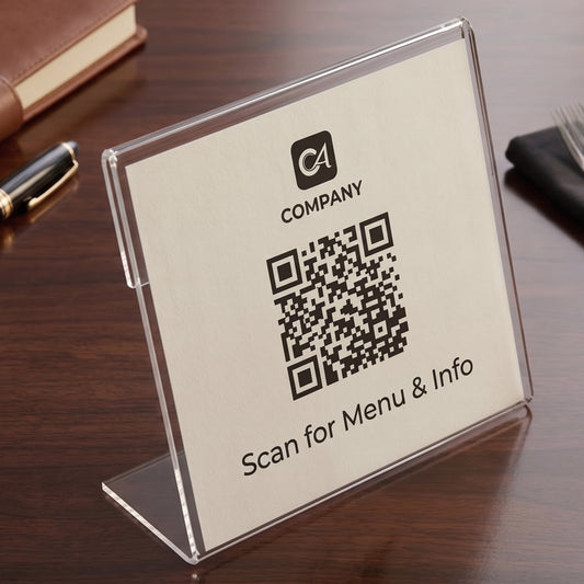 SHAYONA Clear Acrylic Table Menu Stand 3x2 Inch-10 pcs | Transparent L Shape Display Holder for Price Tag, QR Code, Business Card, Cafe Menu, Restaurant Table & Office Desk