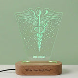 Shayona Gift Shop-Personalized Medical Symbol Multicolor RGB LED Name Plate Lamp with Remote | Custom Doctor Name Engraved Desk Light with Wooden Base | Professional Gift for Doctors & Surgeons
