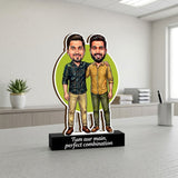 Shayona Gift Shop-Personalized Two Men Caricature Acrylic Standee | Custom Friends & Brothers Photo Cutout Gift | "Tum Aur Main" Tabletop Gift Rakhi Gift